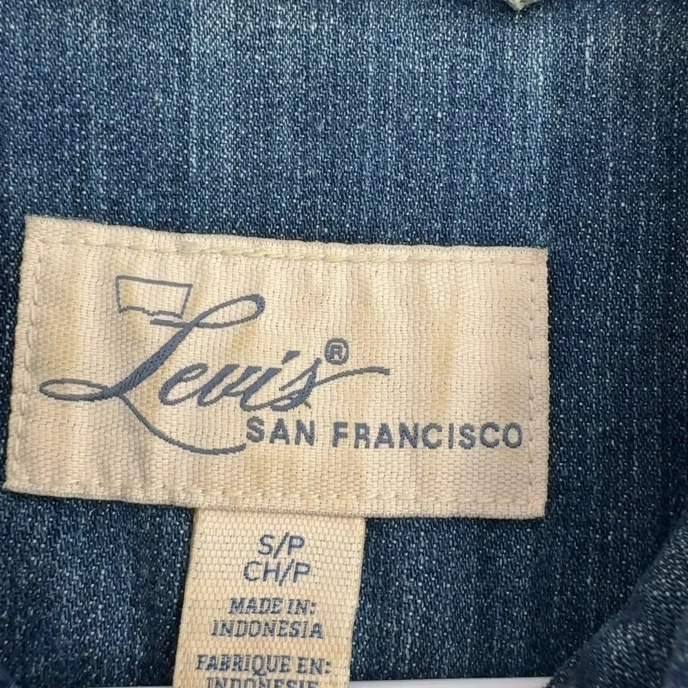 Levi's Denim Jacket Womens S Blue Cotton Blend‎ Stretch Trucker Classic Style